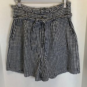 Who What Wear Gingham Paper Bag Waist Shorts